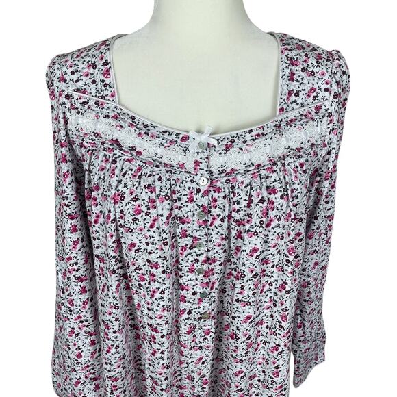 Eileen West Cotton Jersey Waltz Floral Nightgown Size Small Cottage Prairie NEW - Picture 2 of 11